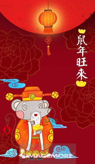 2020老鼠財神爺新年春節正版商業圖片銷售下載 Imagemore富爾特正版圖庫